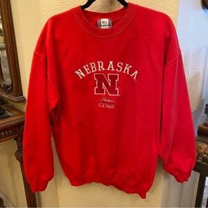 Vintage J. AMERICA Nebraska Huskers Embroidered Red Sweatshirt Size Large-Unisex